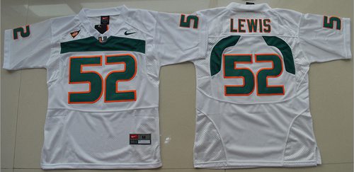 Hurricanes #52 Ray Lewis White Stitched Youth NCAA Jersey - Click Image to Close
